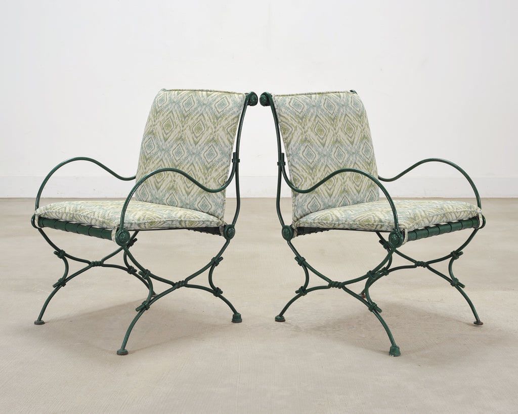 Set of Four O.W. Lee Wrought Iron Garden Patio Dining Armchairs