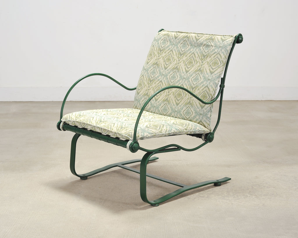 Set of Four O.W. Lee Iron Garden Lounge Chairs and Two Ottomans