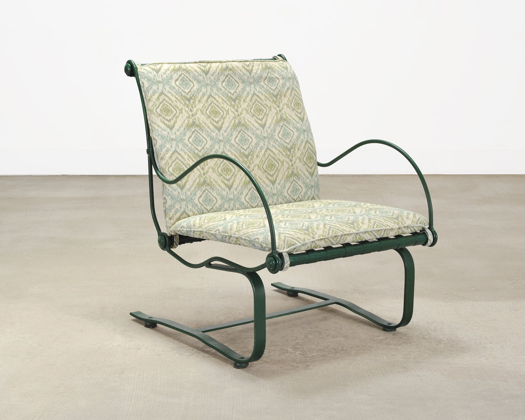 Set of Four O.W. Lee Iron Garden Lounge Chairs and Two Ottomans