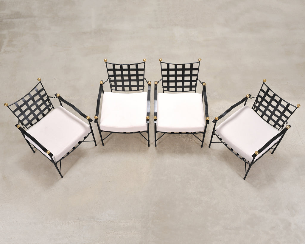 Set of Four Mario Papperzini Amalfi Iron Lounge Garden Chairs