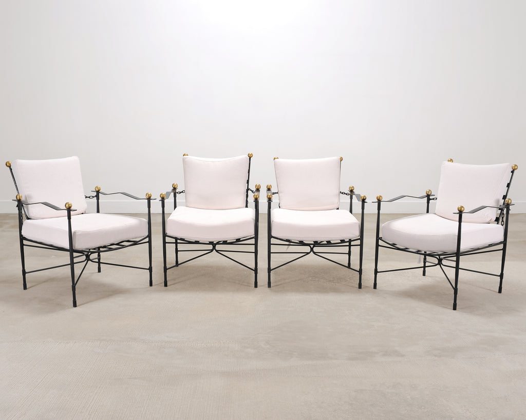 Set of Four Mario Papperzini Amalfi Iron Lounge Garden Chairs