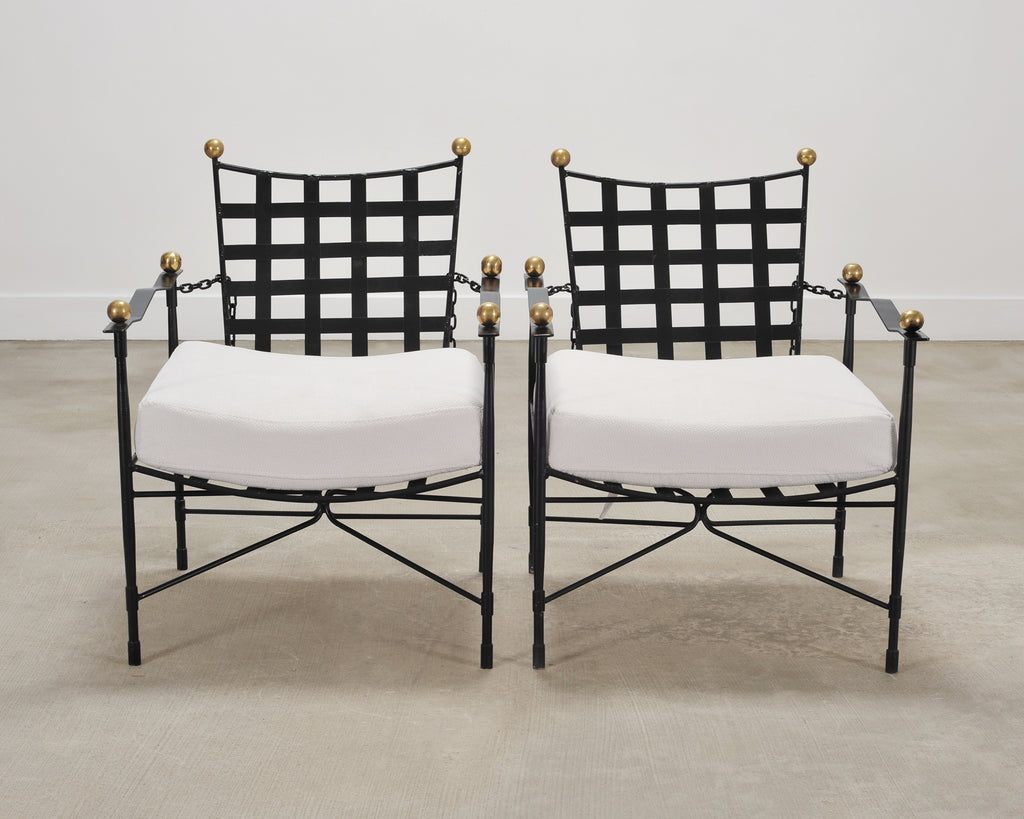 Set of Four Mario Papperzini Amalfi Iron Lounge Garden Chairs