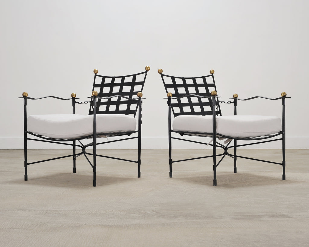 Set of Four Mario Papperzini Amalfi Iron Lounge Garden Chairs