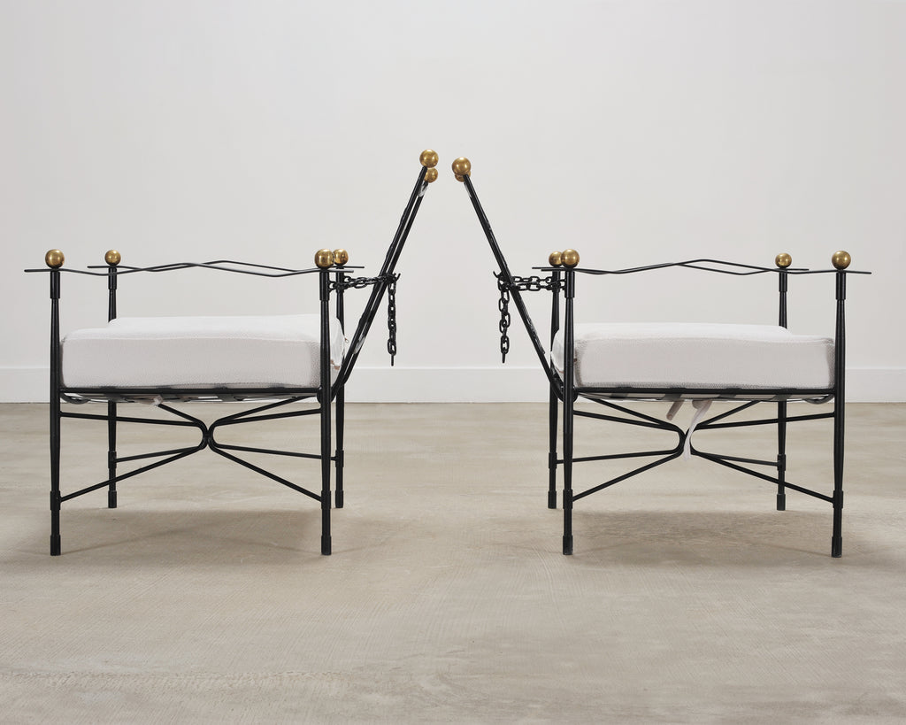 Set of Four Mario Papperzini Amalfi Iron Lounge Garden Chairs