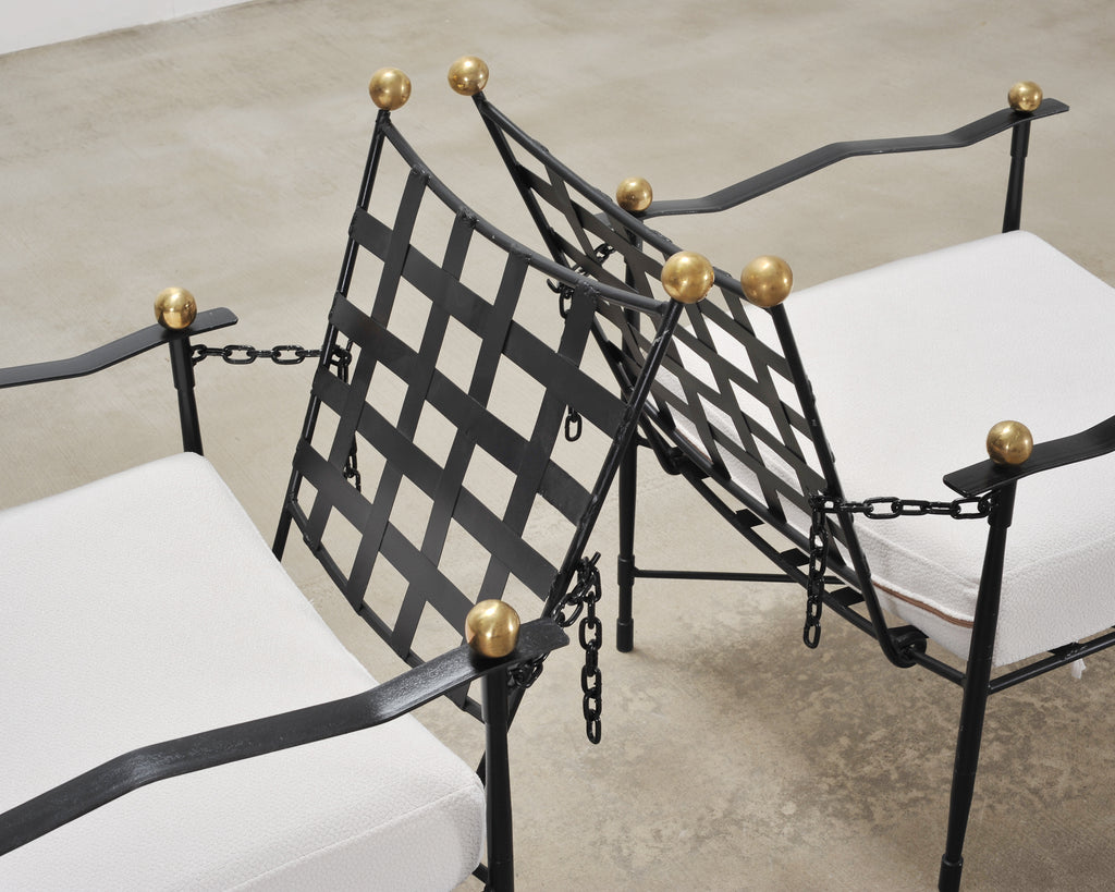 Set of Four Mario Papperzini Amalfi Iron Lounge Garden Chairs