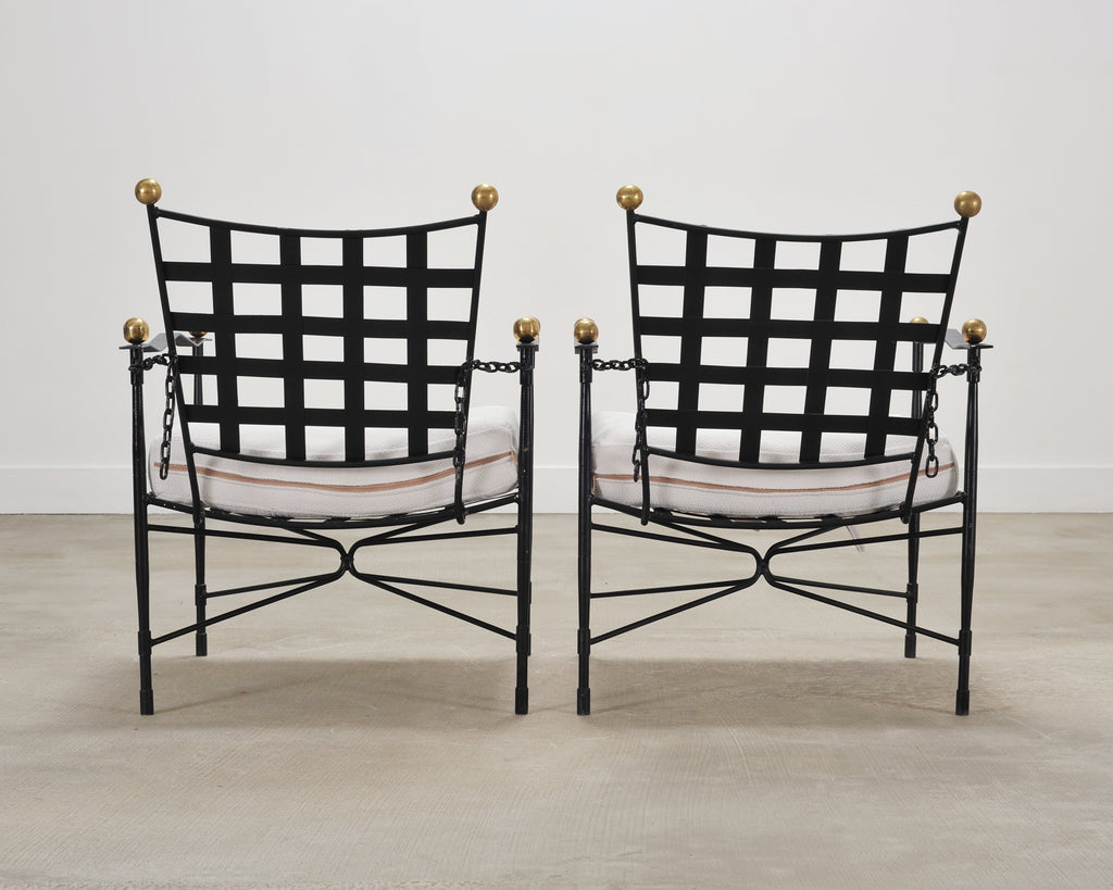 Set of Four Mario Papperzini Amalfi Iron Lounge Garden Chairs