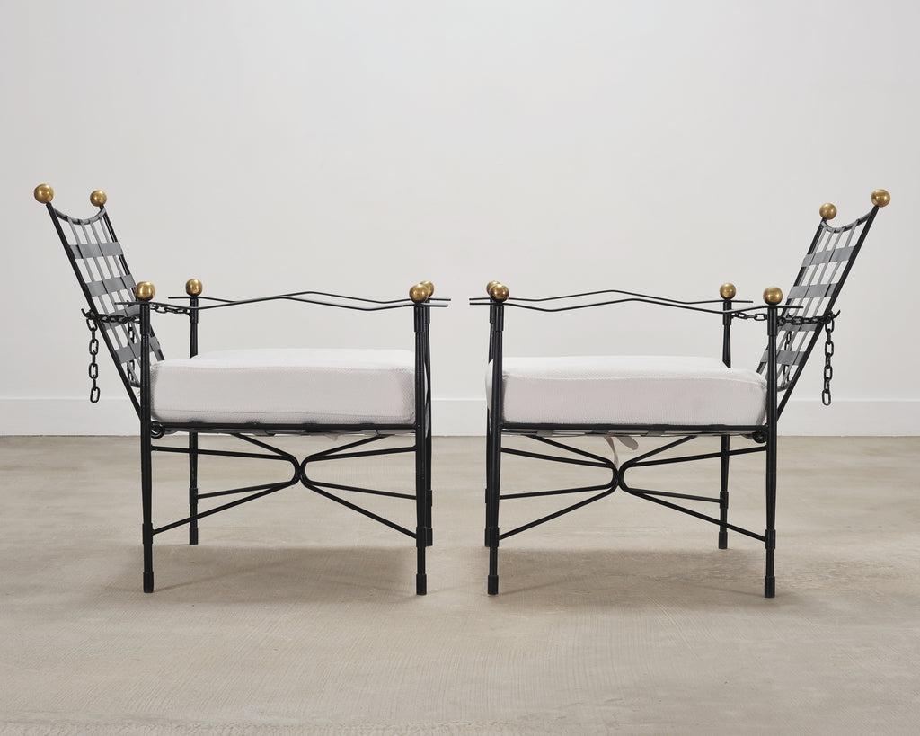 Set of Four Mario Papperzini Amalfi Iron Lounge Garden Chairs