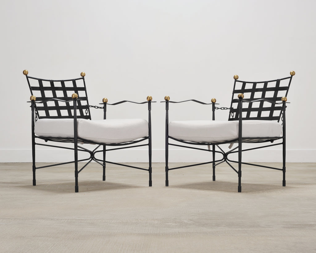 Set of Four Mario Papperzini Amalfi Iron Lounge Garden Chairs