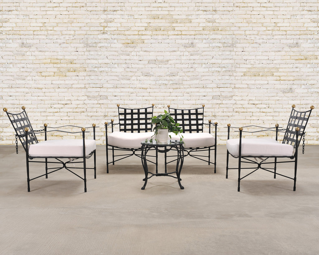 Set of Four Mario Papperzini Amalfi Iron Lounge Garden Chairs