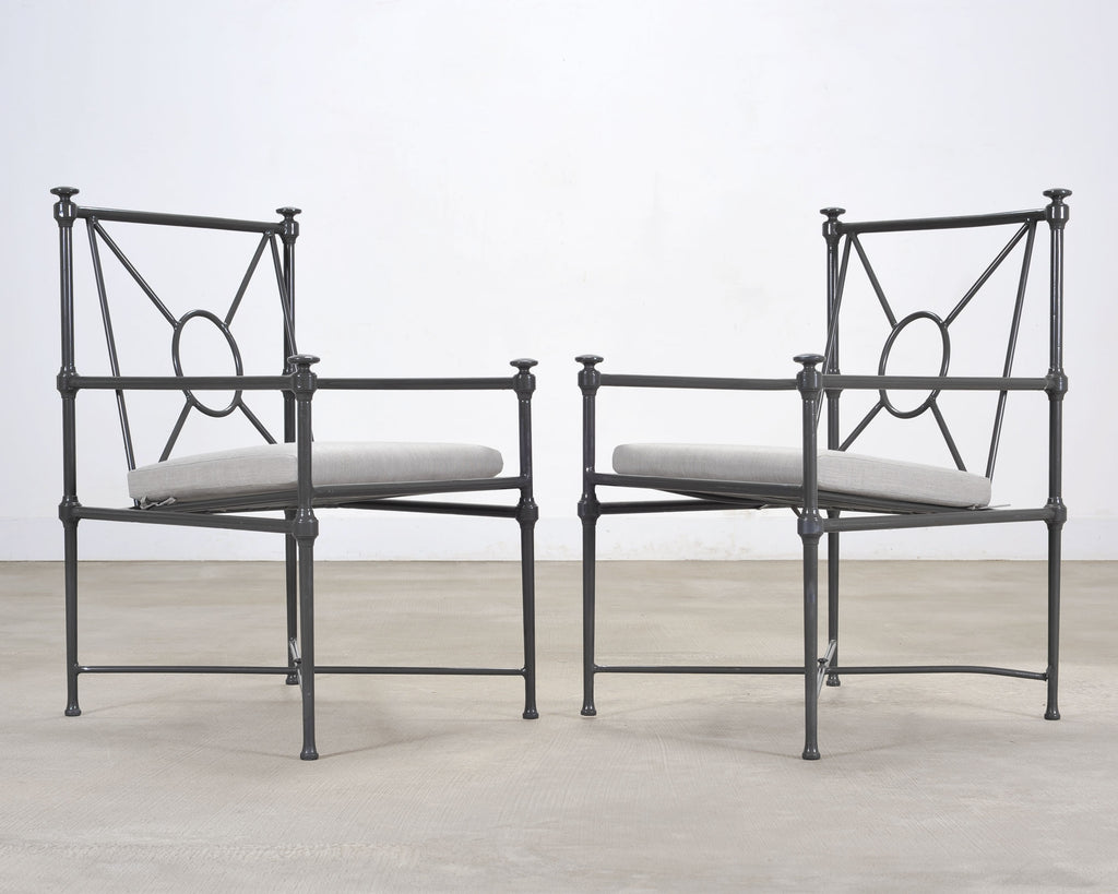 Set of Four RH Catalina Aluminum Patio Garden Dining Armchairs
