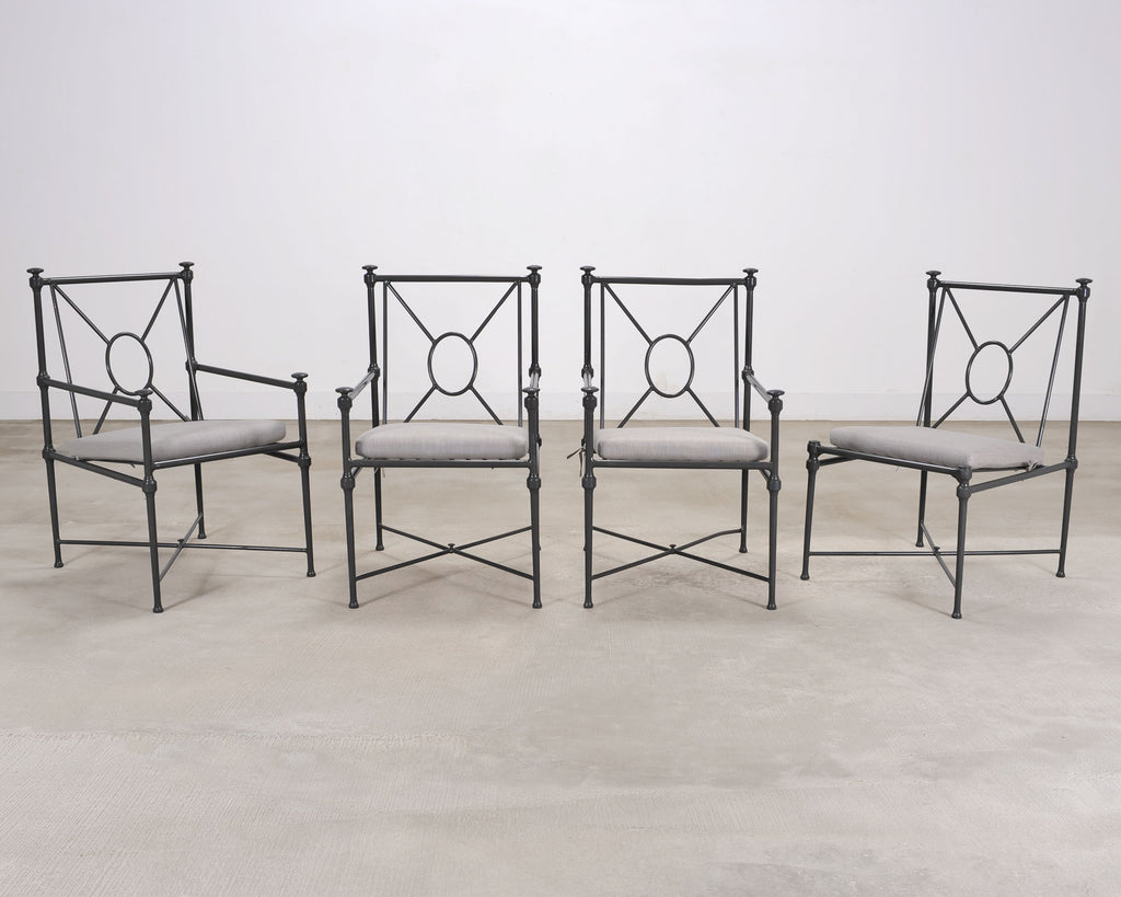 Set of Four RH Catalina Aluminum Patio Garden Dining Armchairs