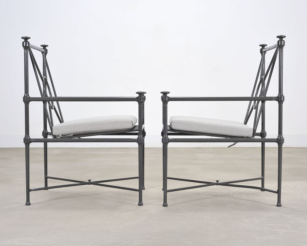 Set of Four RH Catalina Aluminum Patio Garden Dining Armchairs