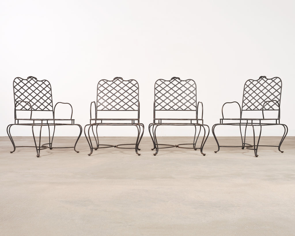 Set of Four Rose Tarlow Style Twig Iron Garden Dining Armchairs