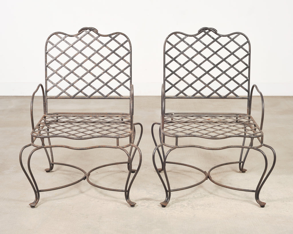 Set of Four Rose Tarlow Style Twig Iron Garden Dining Armchairs