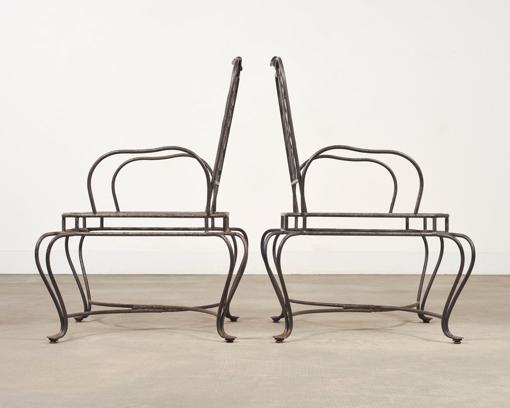 Set of Four Rose Tarlow Style Twig Iron Garden Dining Armchairs