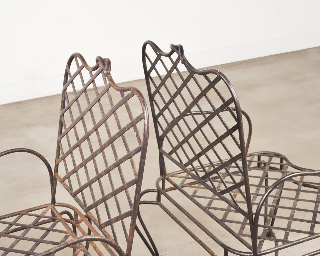 Set of Four Rose Tarlow Style Twig Iron Garden Dining Armchairs