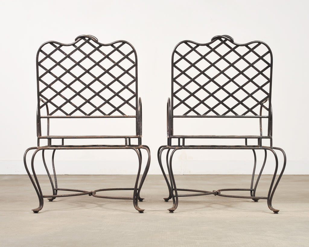 Set of Four Rose Tarlow Style Twig Iron Garden Dining Armchairs