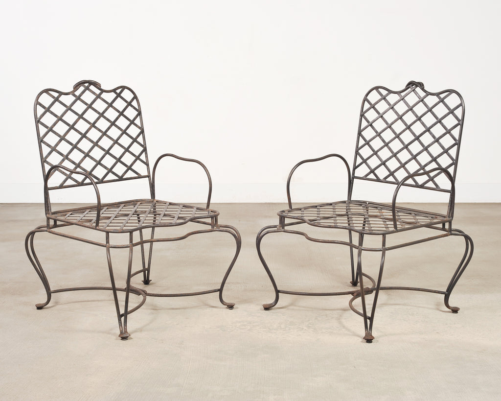 Set of Four Rose Tarlow Style Twig Iron Garden Dining Armchairs