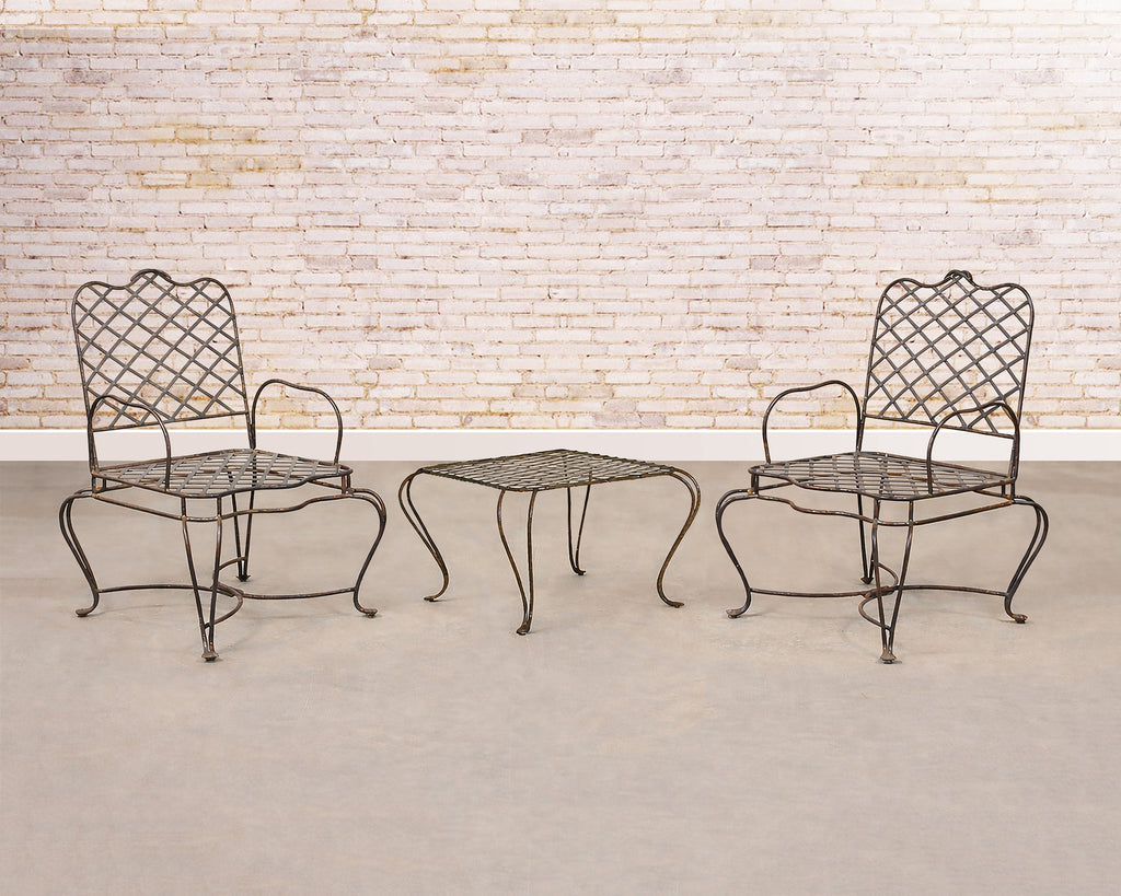 Set of Four Rose Tarlow Style Twig Iron Garden Dining Armchairs