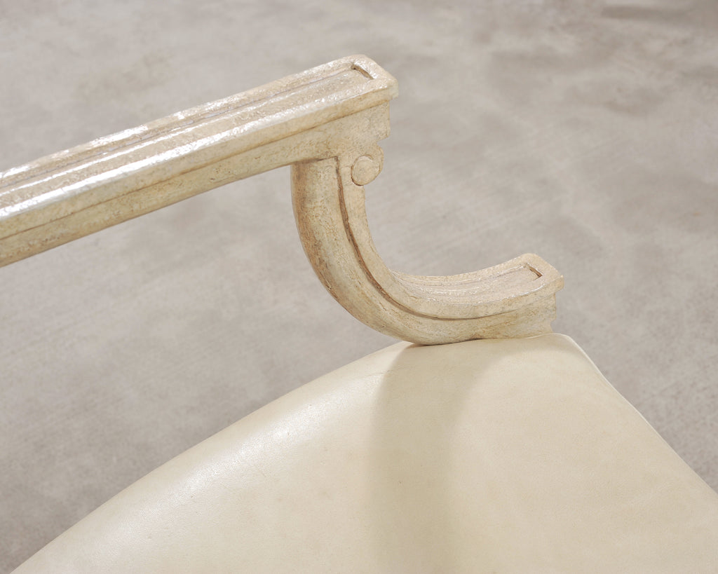 Set of Michael Taylor Neoclassical White Klismos Dining Chairs