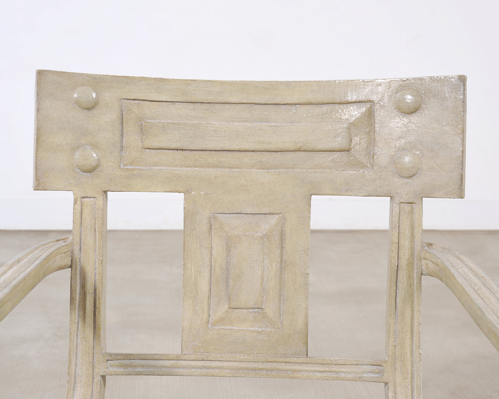 Set of Michael Taylor Neoclassical White Klismos Dining Chairs