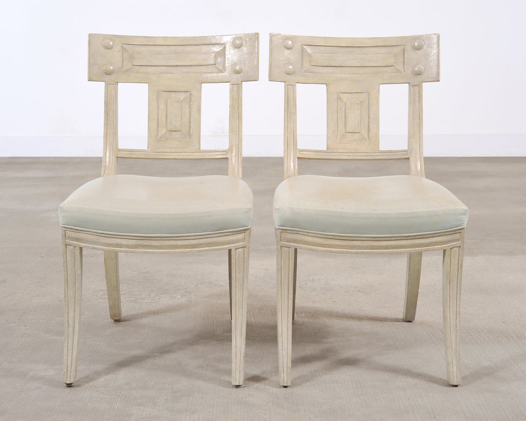 Set of Michael Taylor Neoclassical White Klismos Dining Chairs