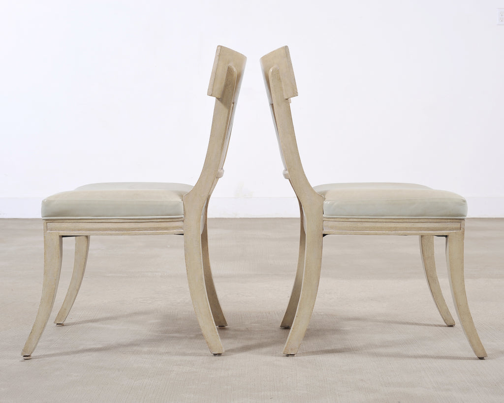 Set of Michael Taylor Neoclassical White Klismos Dining Chairs