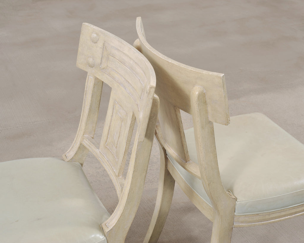 Set of Michael Taylor Neoclassical White Klismos Dining Chairs