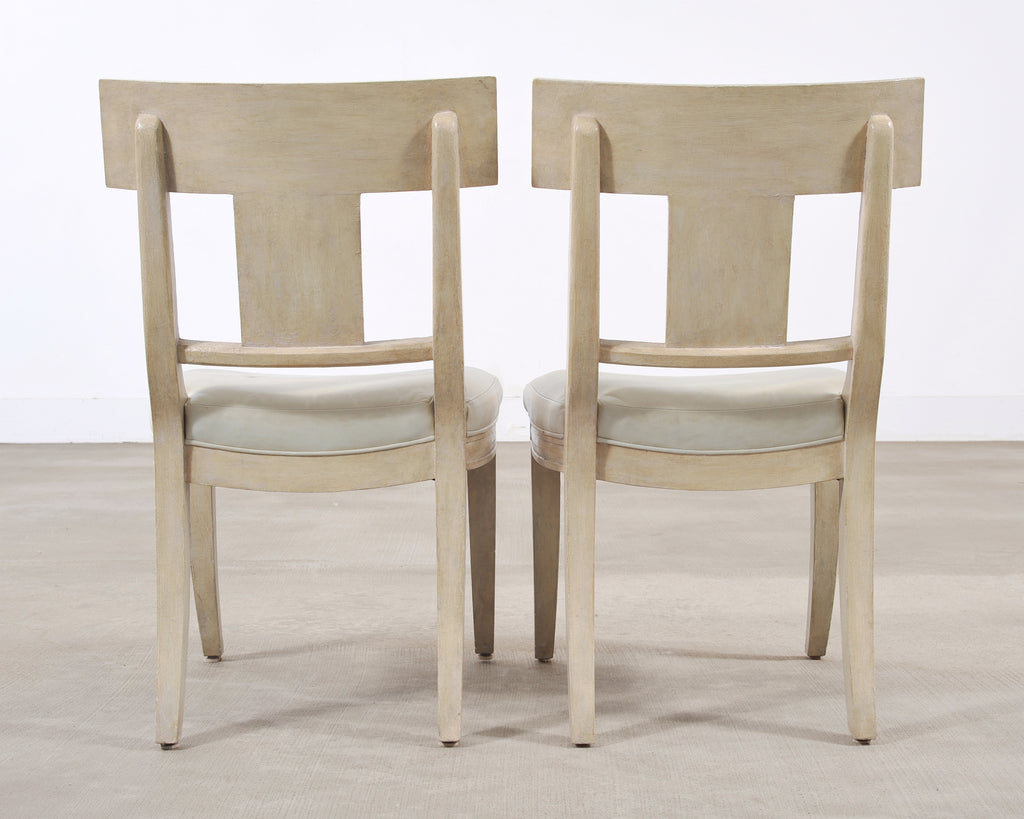 Set of Michael Taylor Neoclassical White Klismos Dining Chairs