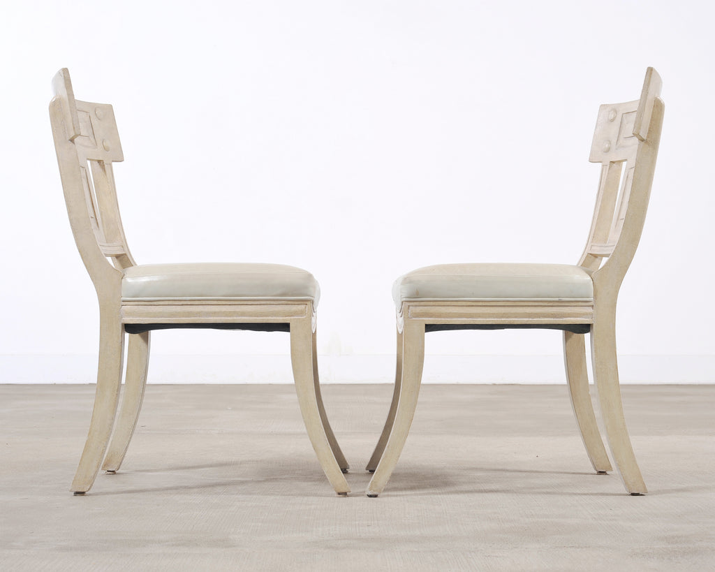 Set of Michael Taylor Neoclassical White Klismos Dining Chairs