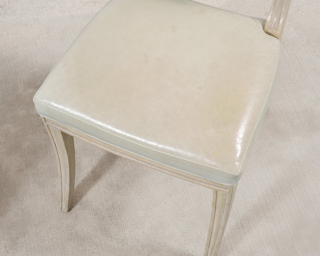 Set of Michael Taylor Neoclassical White Klismos Dining Chairs