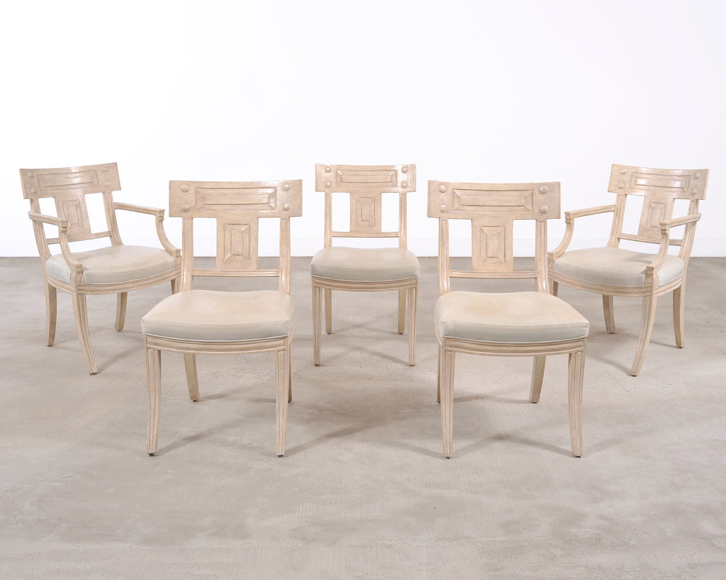 Set of Michael Taylor Neoclassical White Klismos Dining Chairs