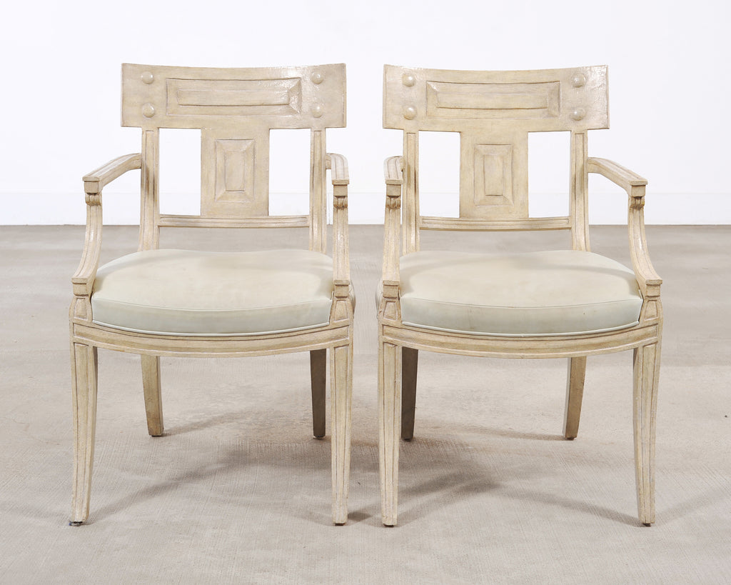 Set of Michael Taylor Neoclassical White Klismos Dining Chairs