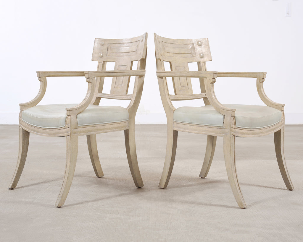 Set of Michael Taylor Neoclassical White Klismos Dining Chairs