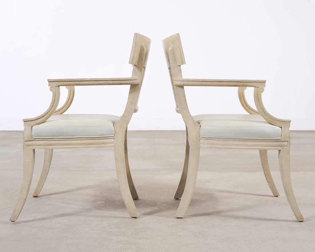 Set of Michael Taylor Neoclassical White Klismos Dining Chairs