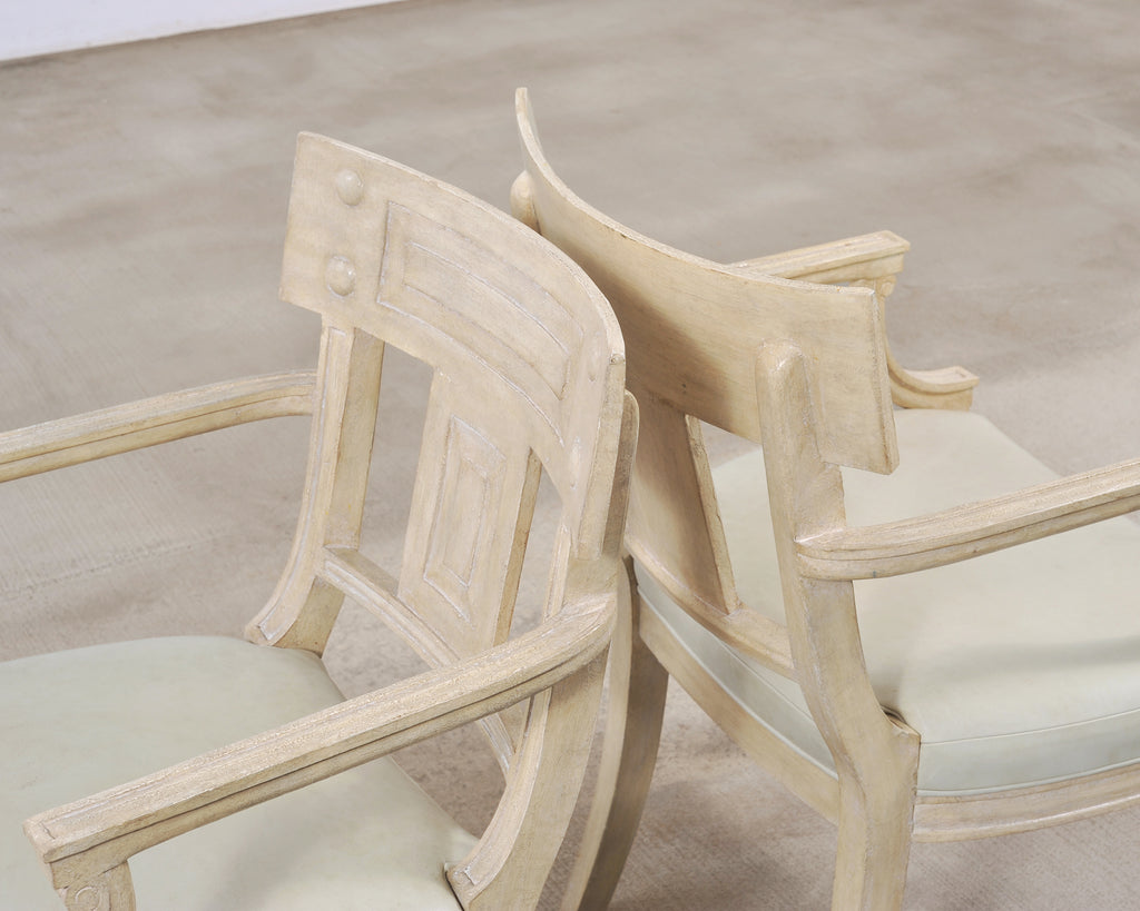 Set of Michael Taylor Neoclassical White Klismos Dining Chairs