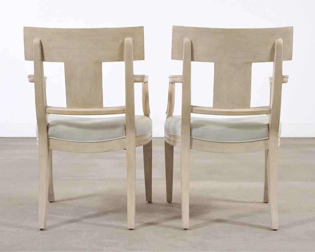 Set of Michael Taylor Neoclassical White Klismos Dining Chairs