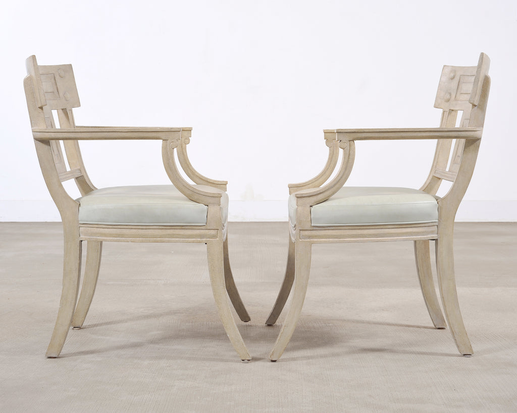 Set of Michael Taylor Neoclassical White Klismos Dining Chairs