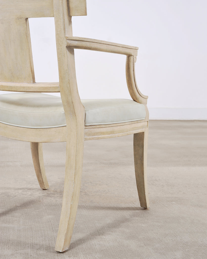 Set of Michael Taylor Neoclassical White Klismos Dining Chairs