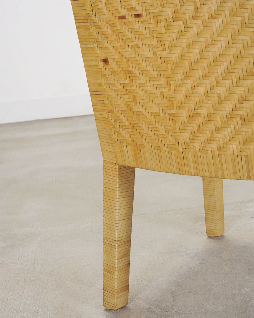 Set of Six Woven Vegan Leather Dining Chairs by Budji Layug