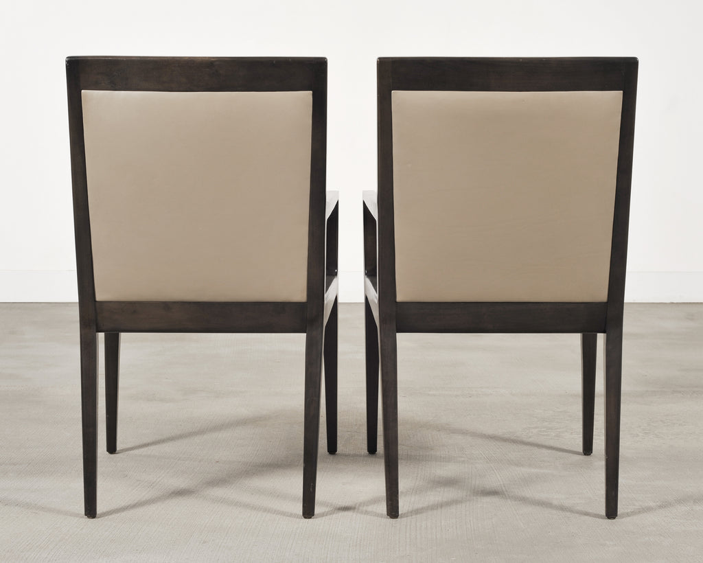 Set of Six Holly Hunt "Stiletto" Walnut Leather Dining Chairs