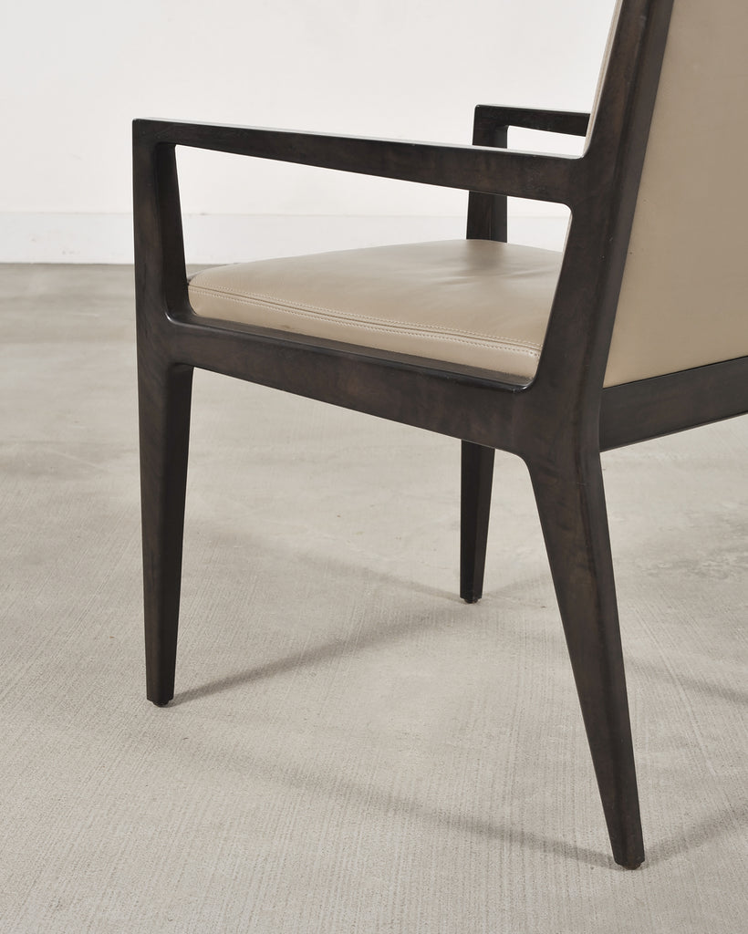 Set of Six Holly Hunt "Stiletto" Walnut Leather Dining Chairs