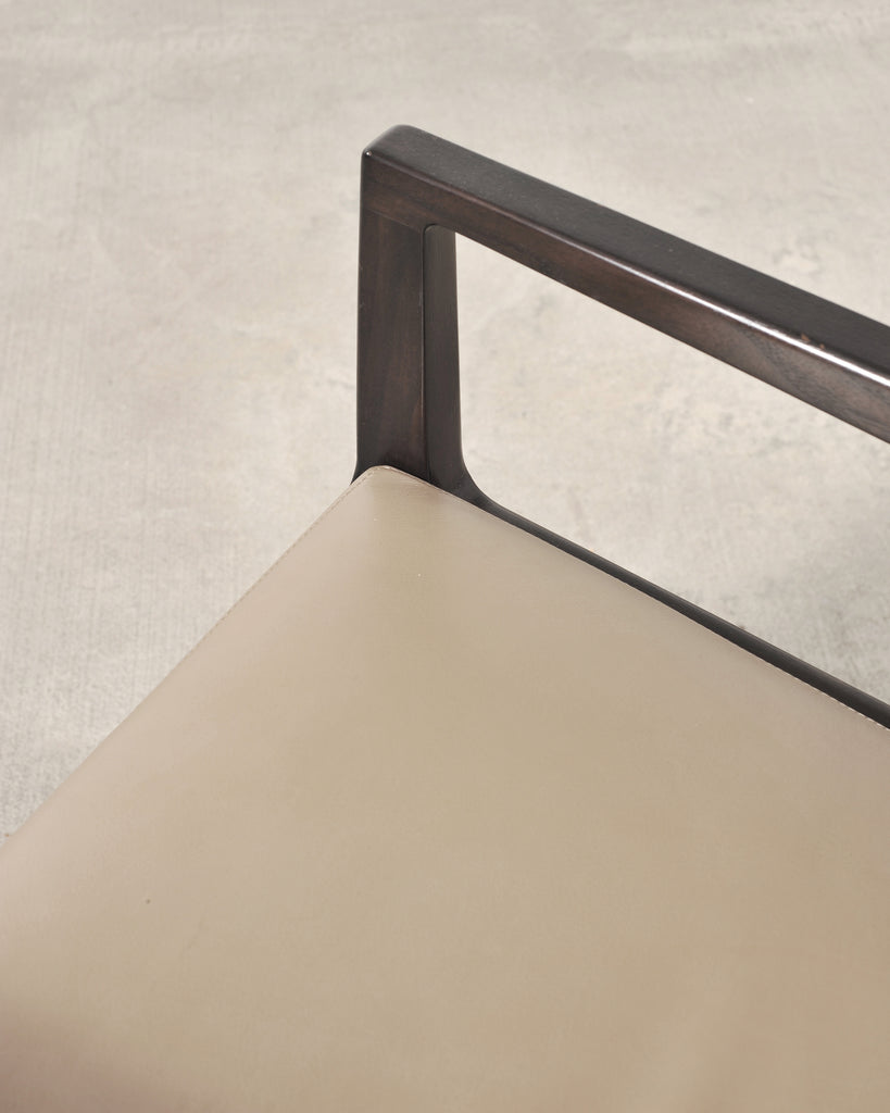Set of Six Holly Hunt "Stiletto" Walnut Leather Dining Chairs