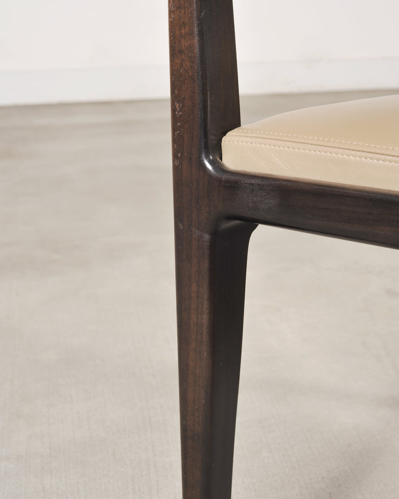Set of Six Holly Hunt "Stiletto" Walnut Leather Dining Chairs