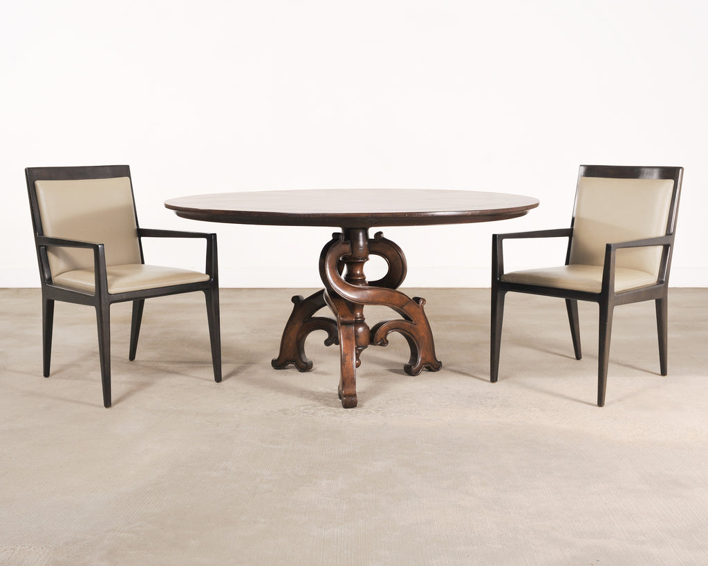 Set of Six Holly Hunt "Stiletto" Walnut Leather Dining Chairs