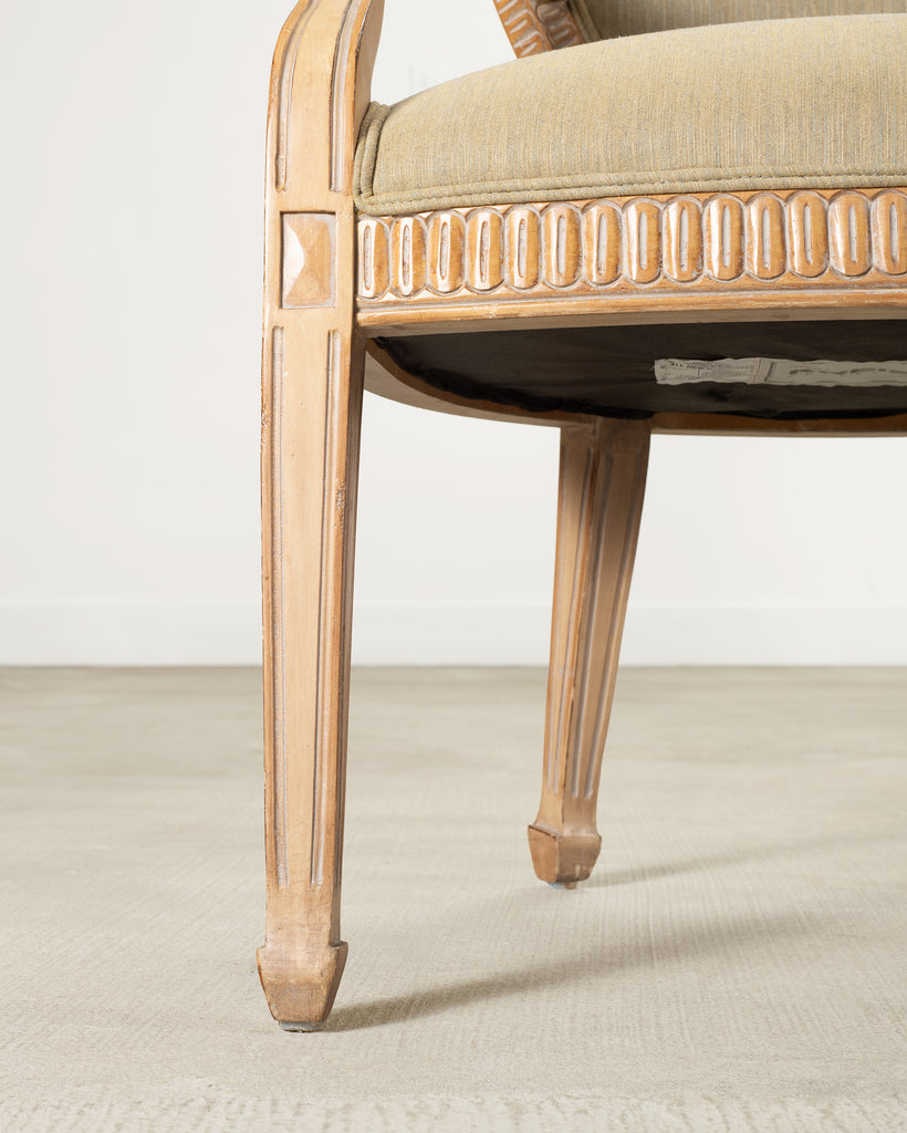 Set of Six Kreiss Louis XVI Style Cerused Oak Dining Armchairs