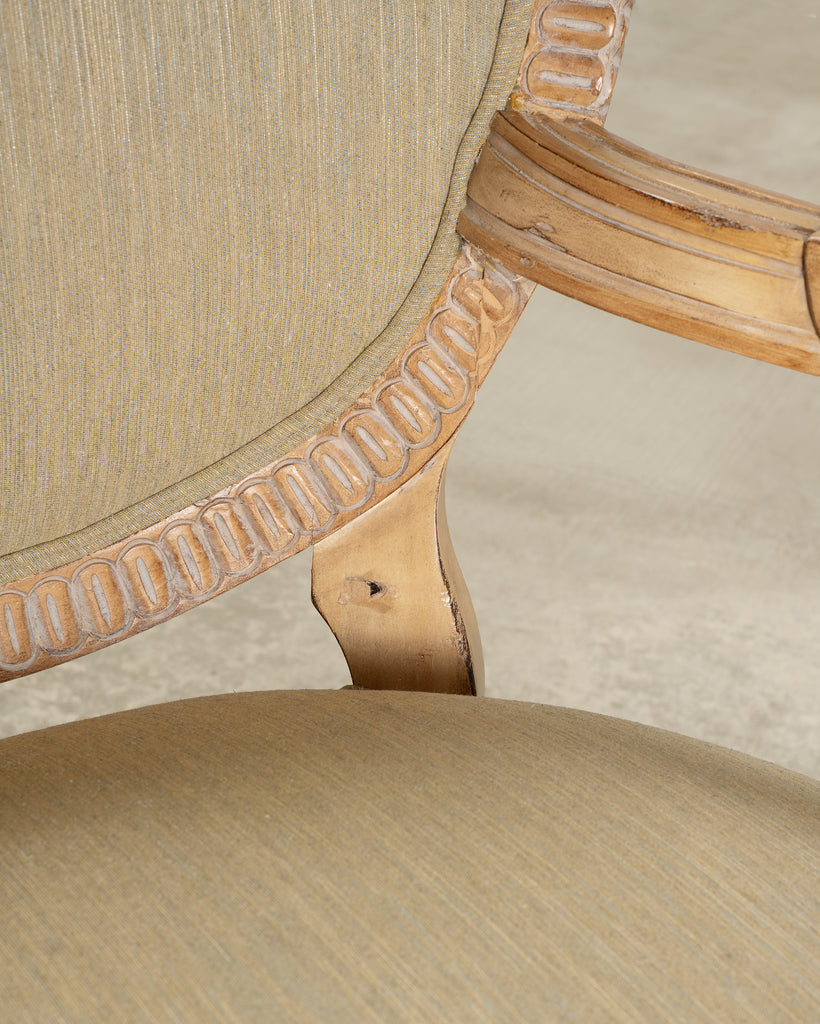 Set of Six Kreiss Louis XVI Style Cerused Oak Dining Armchairs