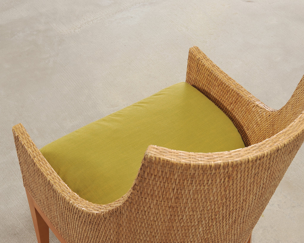 Set of Six McGuire Umbria Woven Rattan Cane Dining Armchairs
