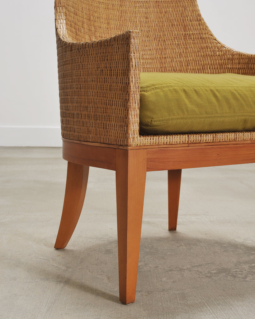 Set of Six McGuire Umbria Woven Rattan Cane Dining Armchairs