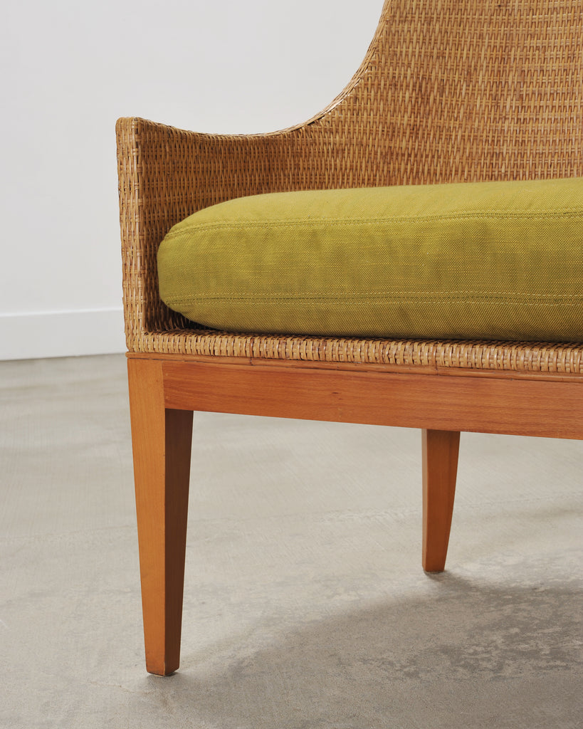 Set of Six McGuire Umbria Woven Rattan Cane Dining Armchairs